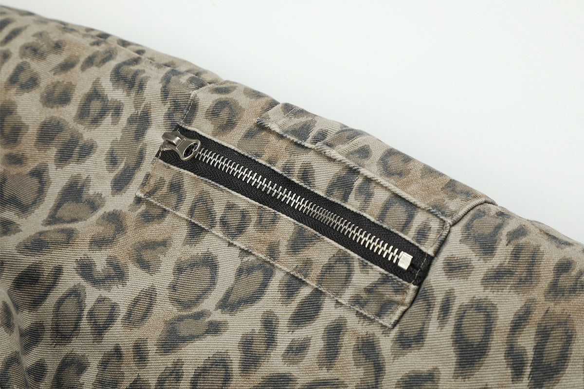 Reversible Faux Fur & Leopard Print Bomber Jacket – Oversized Retro American