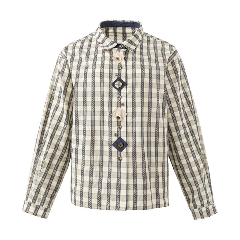 Oversized Plaid Long Sleeve Button-Up Shirt – Relaxed Fit Vintage Check