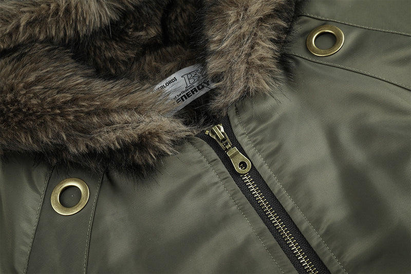 Bomber Jacket with Hoodie Faux Fur Lined Flight Jacket