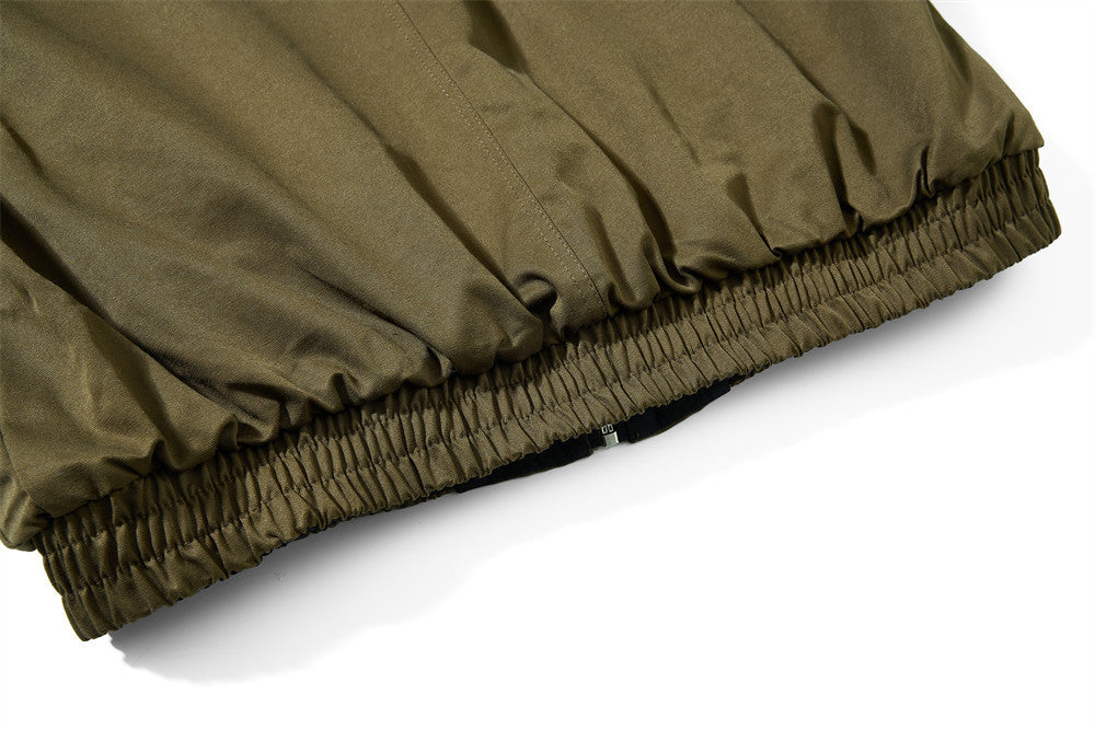 Reversible Oversized Bomber Jacket – Contrast Collar, Dual-Wear Workwear Style
