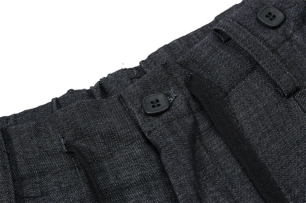 Wide-Leg Pleated Trousers – Men's Loose Fit Draped Floor-Length Pants
