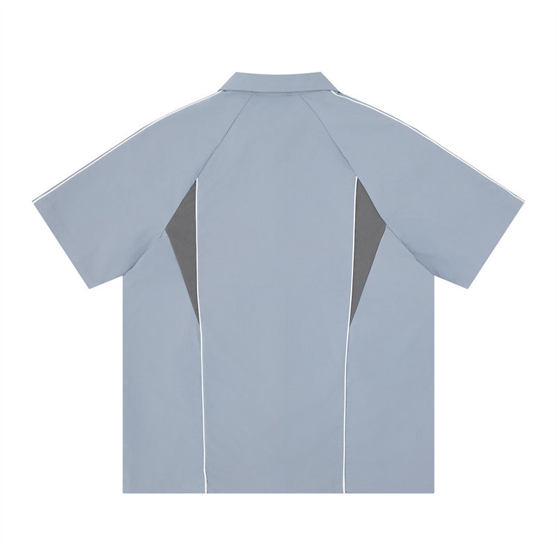 Color Block Racing Short Sleeve Shirt – Streetwear Bowling Style