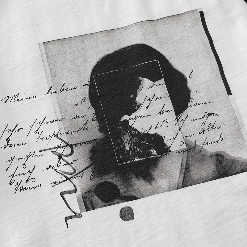 Raglan-Langarmshirt mit Grafik – Schwarz-Weiß-Porträtprint