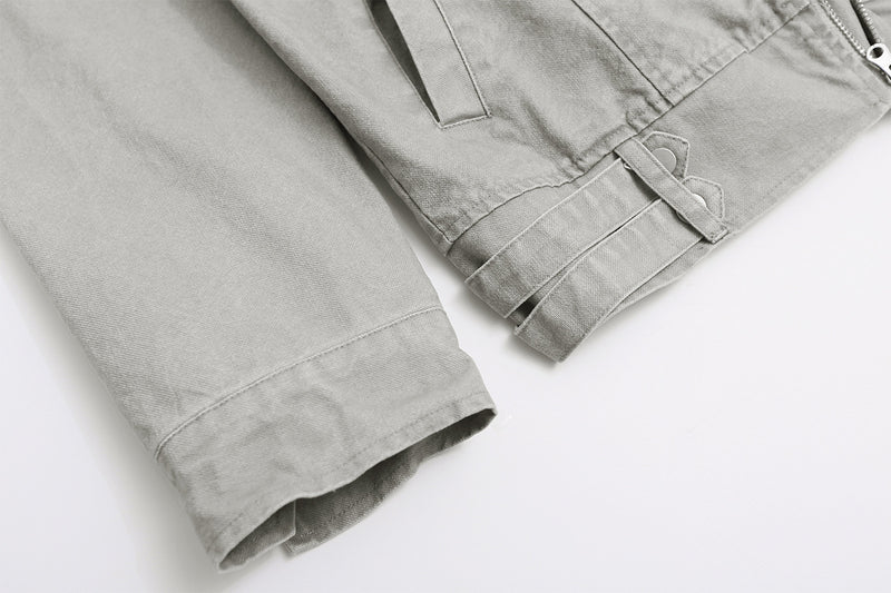 Men's Washed Asymmetric-Zip Moto Jacket with Epaulettes