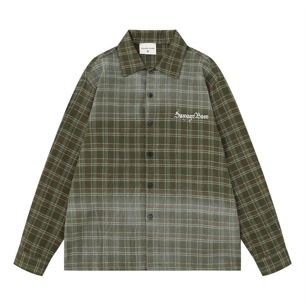 Plaid Long Sleeve Button-Up Shirt – Oversized Vintage Washed Flannel