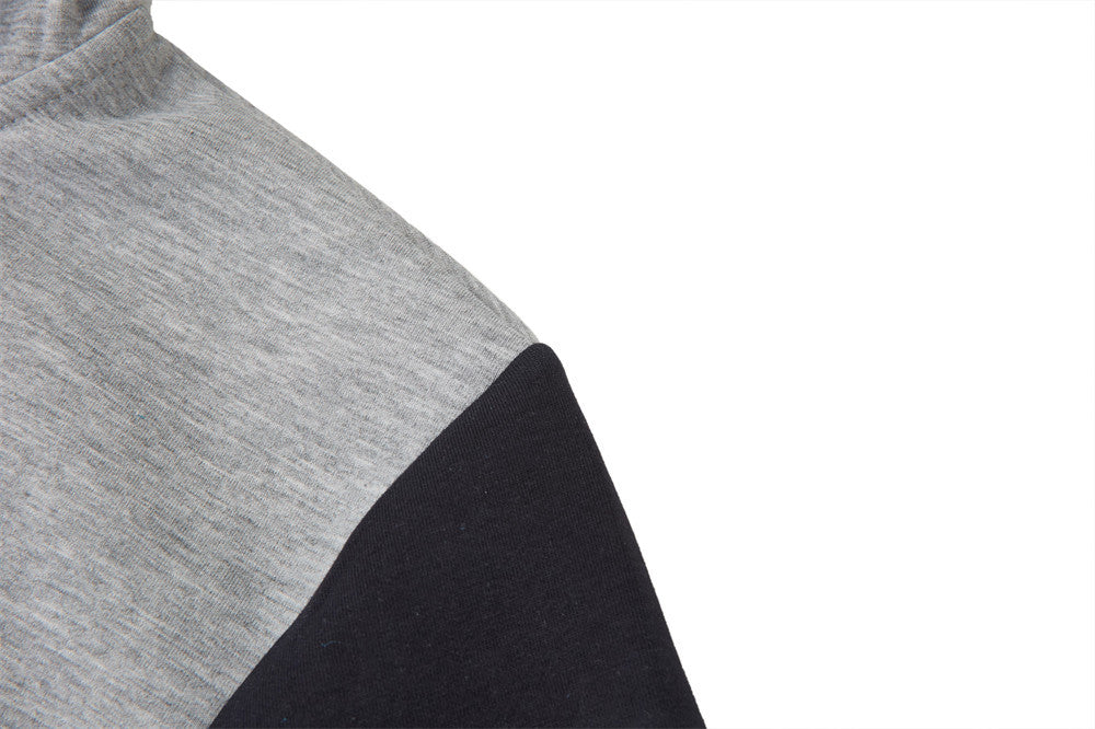 Men's Black Zip-Up Hoodie – Colorblock Graphic Streetwear Sweatshirt