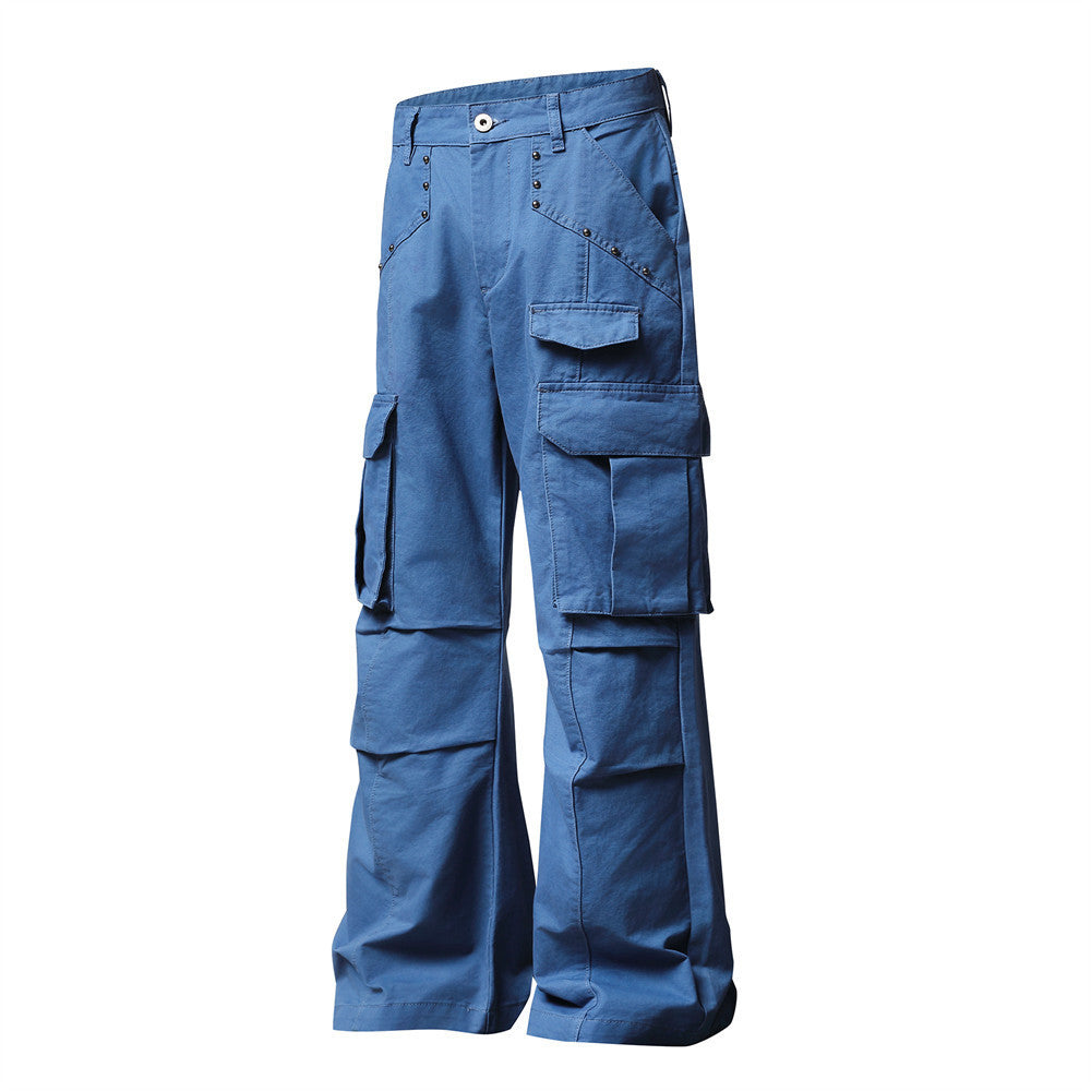 Men's Wide-Leg Cargo Pants – Relaxed Fit Multi-Pocket Workwear Trousers