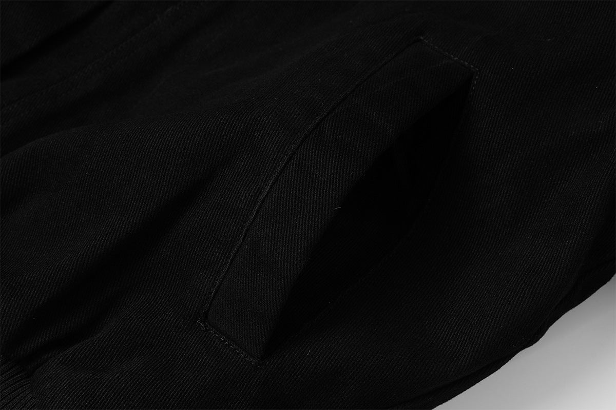 Retro Washed Cotton Bomber Jacket with Sherpa Collar
