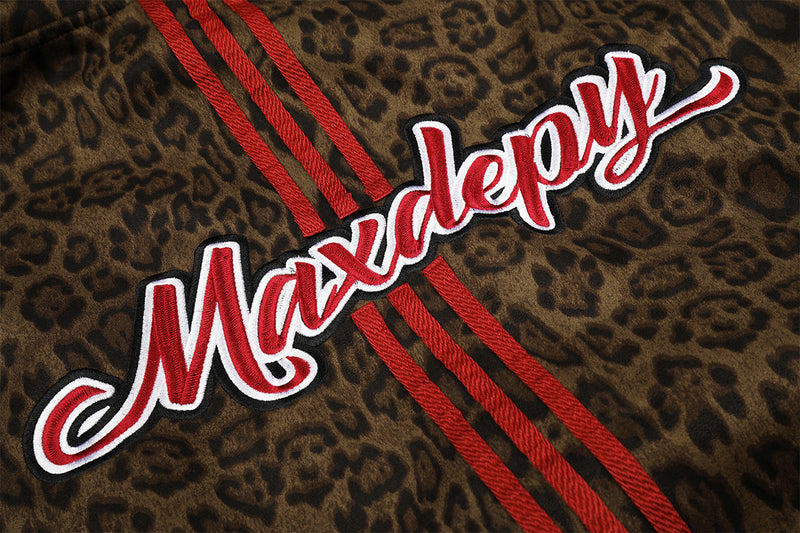 Leoparden-Hoodie mit Reißverschluss und Design – bestickte Varsity-Streetwear-Jacke