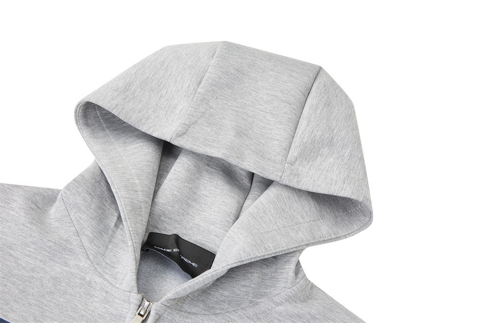 Men's Black Zip-Up Hoodie – Colorblock Graphic Streetwear Sweatshirt
