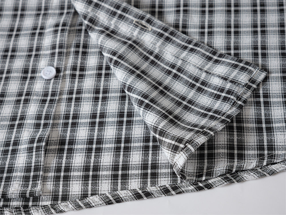 Embroidered Button Down Shirt – Men's Plaid Long Sleeve Gothic Logo Flannel