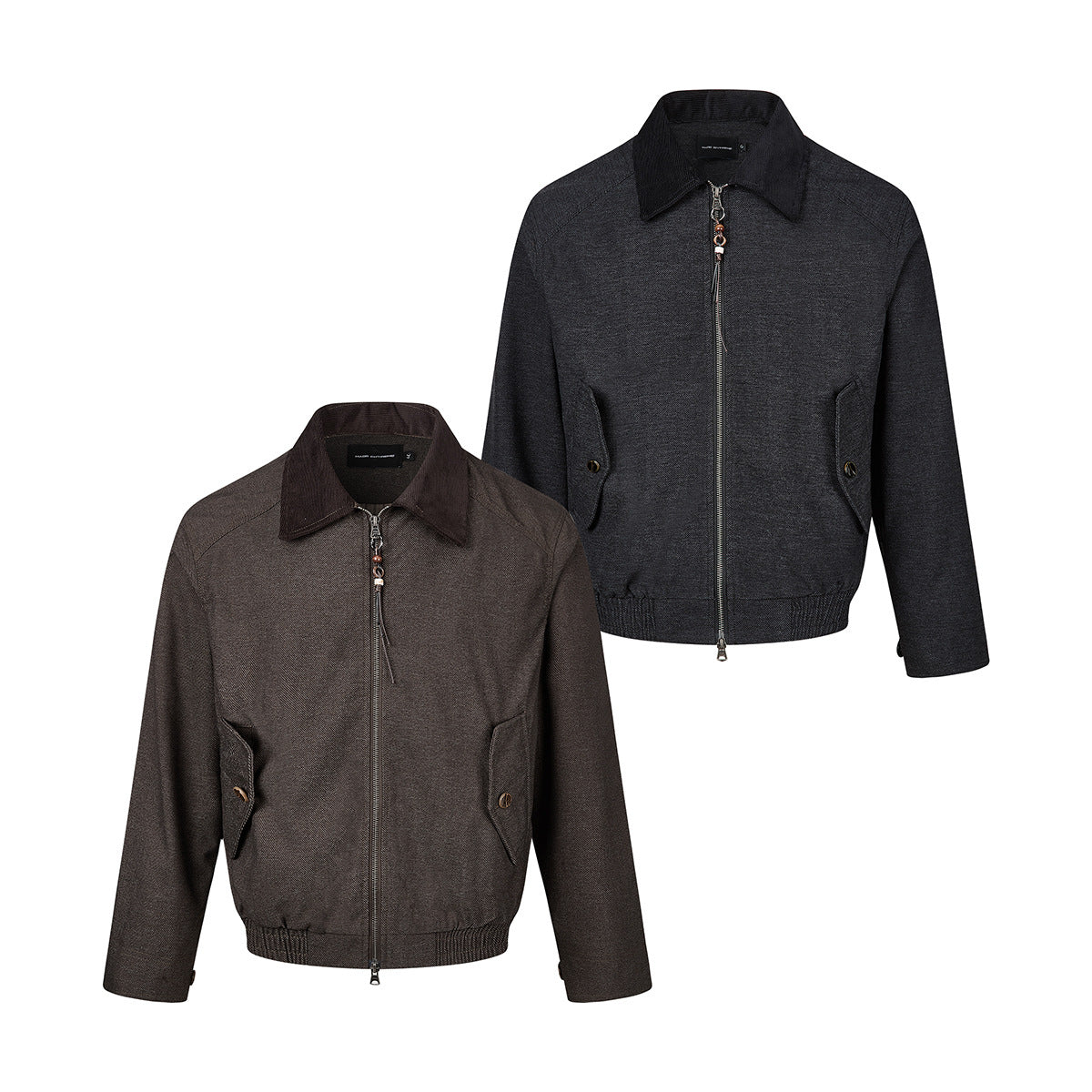 Men's Retro Harrington Jacket – Corduroy Collar, Full-Zip Bomber