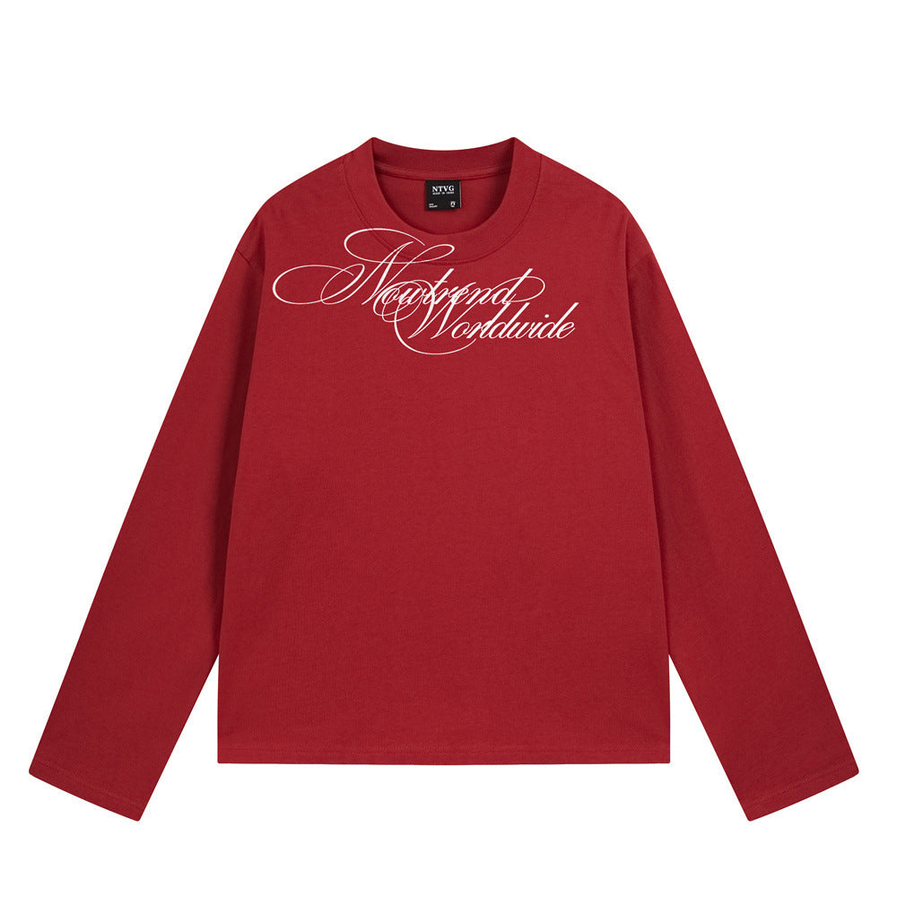 T-shirt graphique à manches longues – Imprimé manuscrit Newtrend Worldwide, coupe décontractée