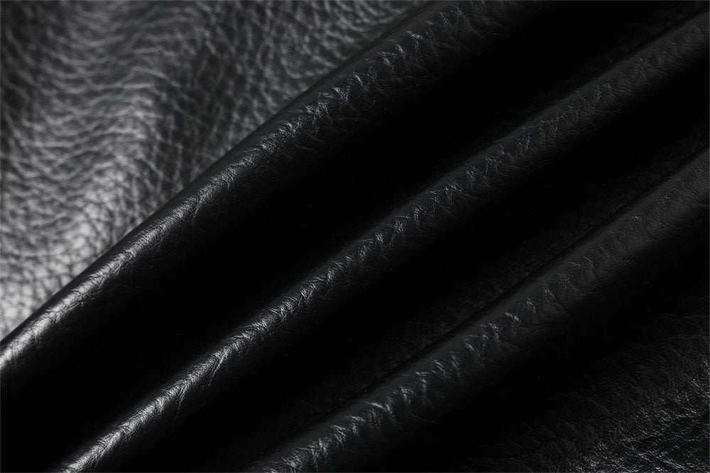 Men's Black PU Leather Moto Jacket – Asymmetric Double Zip & Belted Hem