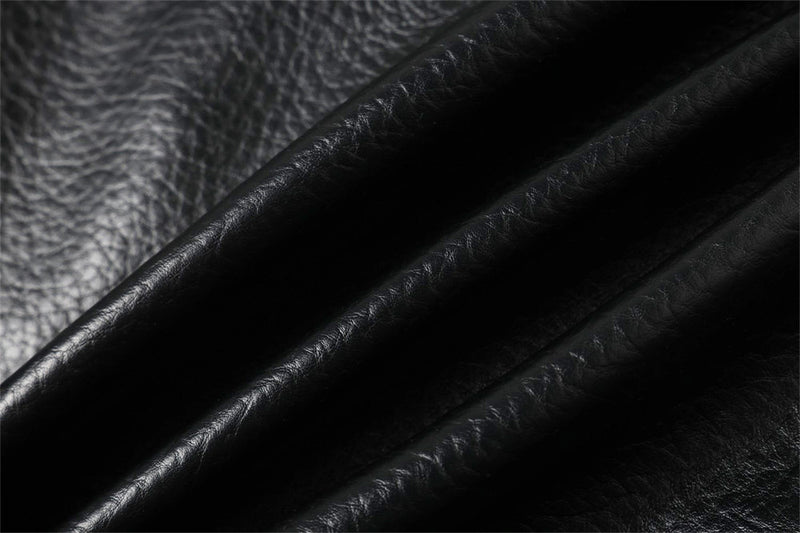 Men's Black PU Leather Moto Jacket – Asymmetric Double Zip & Belted Hem