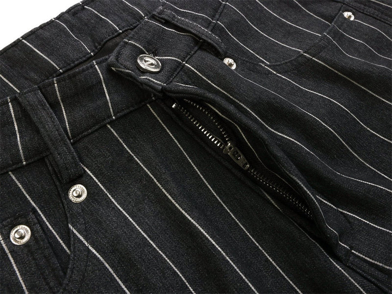 Wide-Leg Pinstripe Cargo Pants – Oversized Silhouette with Irregular Pockets
