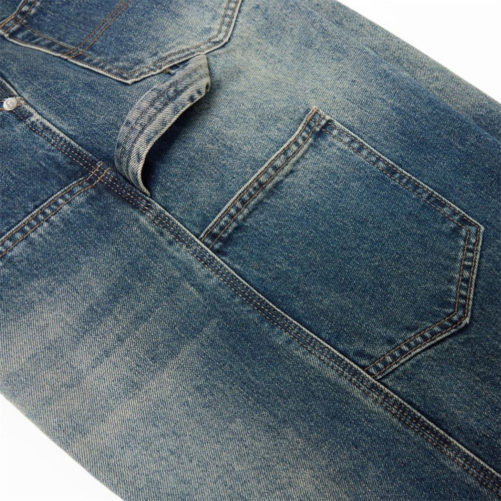 Men's Baggy Carpenter Jeans – Vintage Washed Wide-Leg Denim