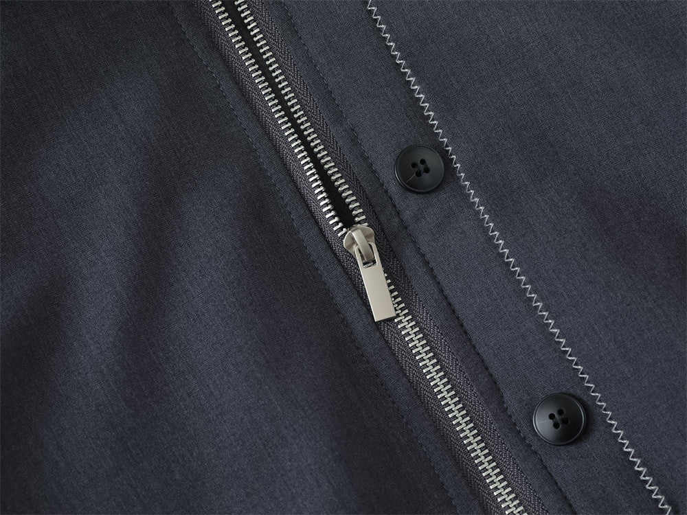 Blouson bomber pour homme à double zip et patte boutonnée – Gris