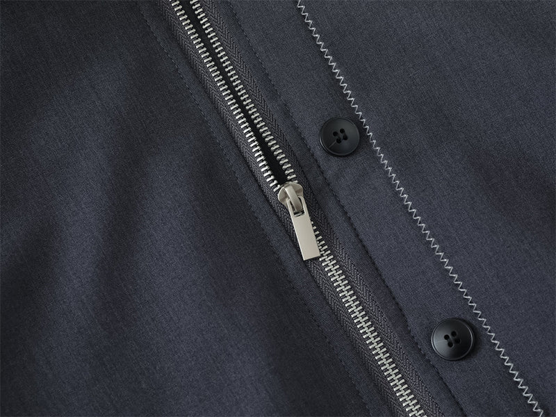 Blouson bomber pour homme à double zip et patte boutonnée – Gris