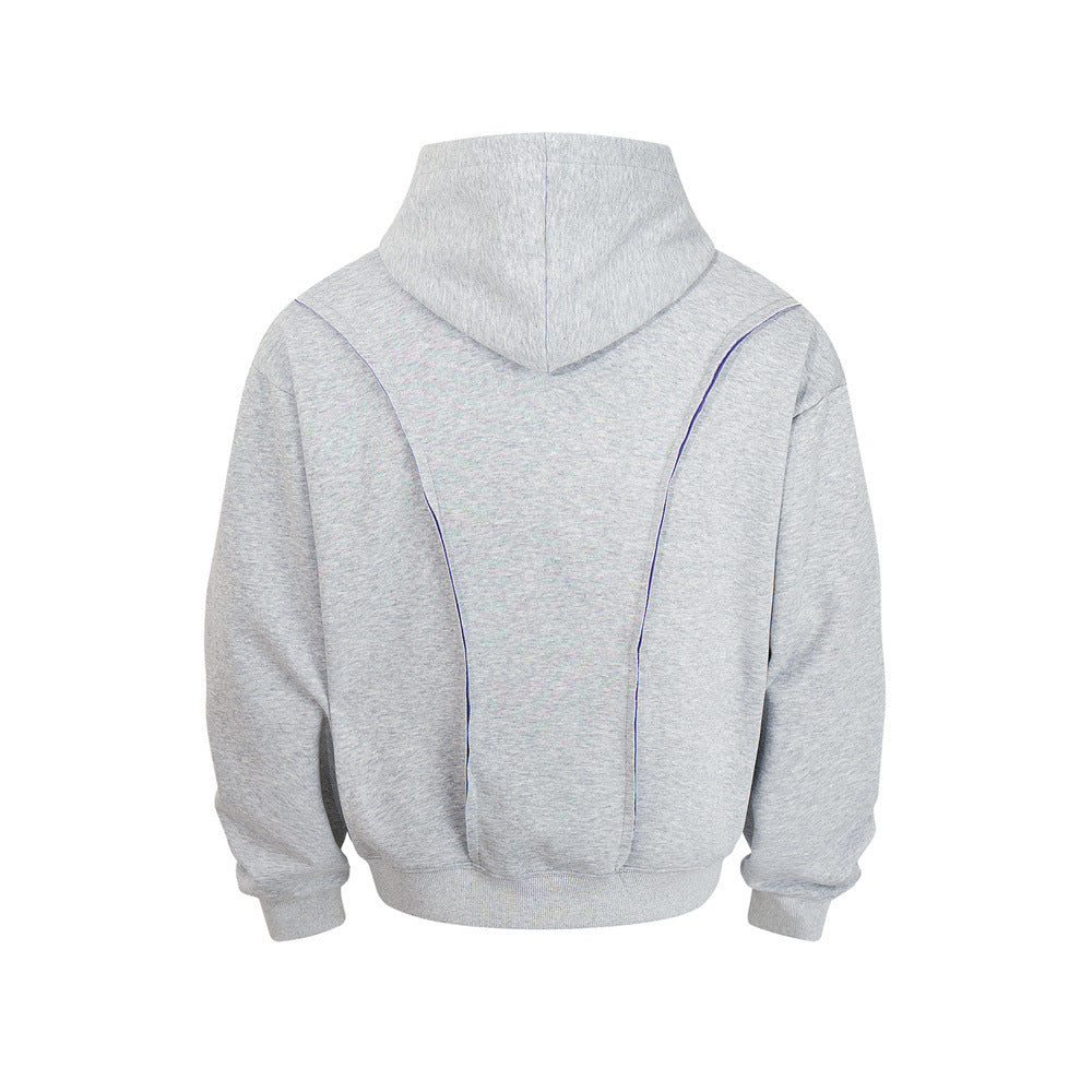 Oversized Pullover Hoodie – Contrast Hood Lining & Exposed Seam Detail