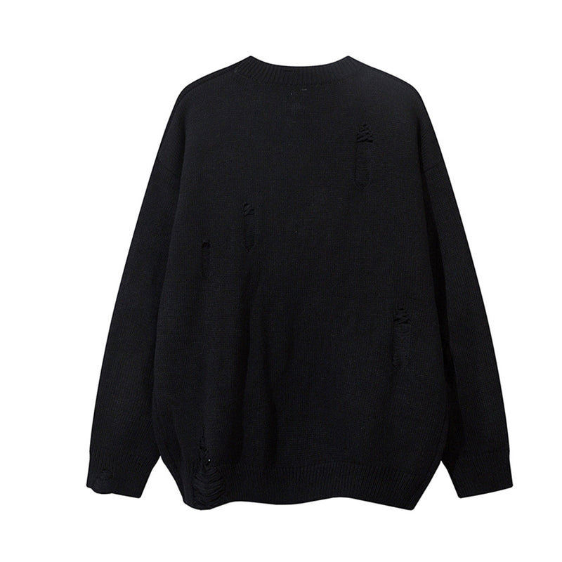 Pull en maille effet usé Agent Orange – Col rond oversize