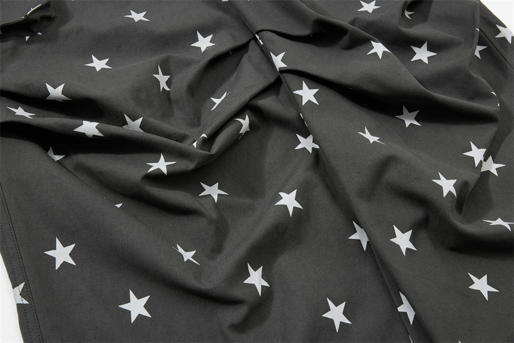 Star Print Wide-Leg Cargo Pants – Relaxed Fit Parachute Trousers
