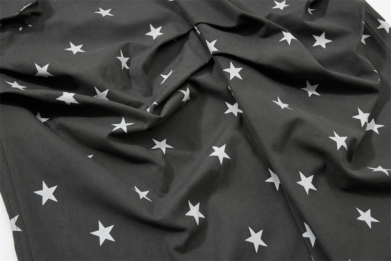Star Print Wide-Leg Cargo Pants – Relaxed Fit Parachute Trousers
