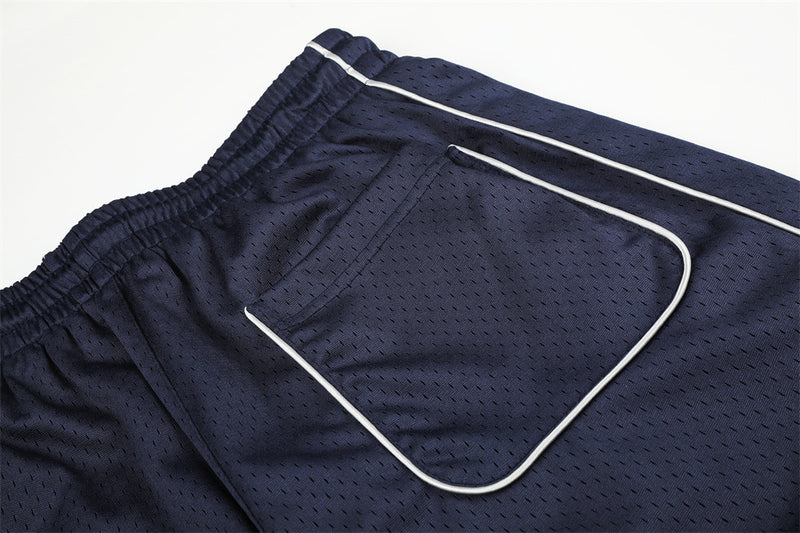 Herren-Meshhose mit weitem Bein und elastischem Bund – Script-Logo-Print, gerader Schnitt