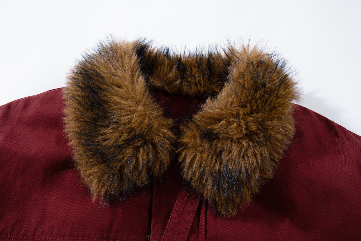 Fur Collar Bomber Jacket – Faux Fur Lined Oversized Winter Coat