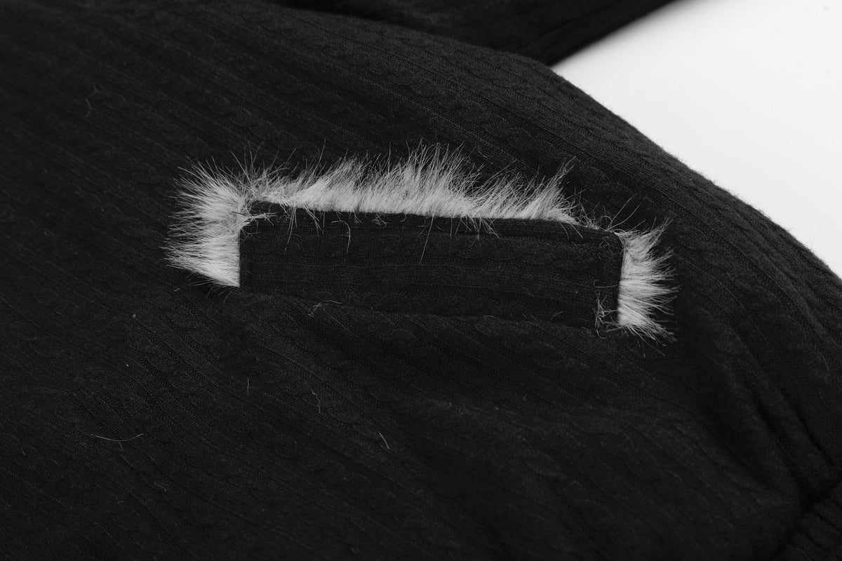 Men's Faux Fur Collar Bomber Jacket – Black Padded Winter Coat