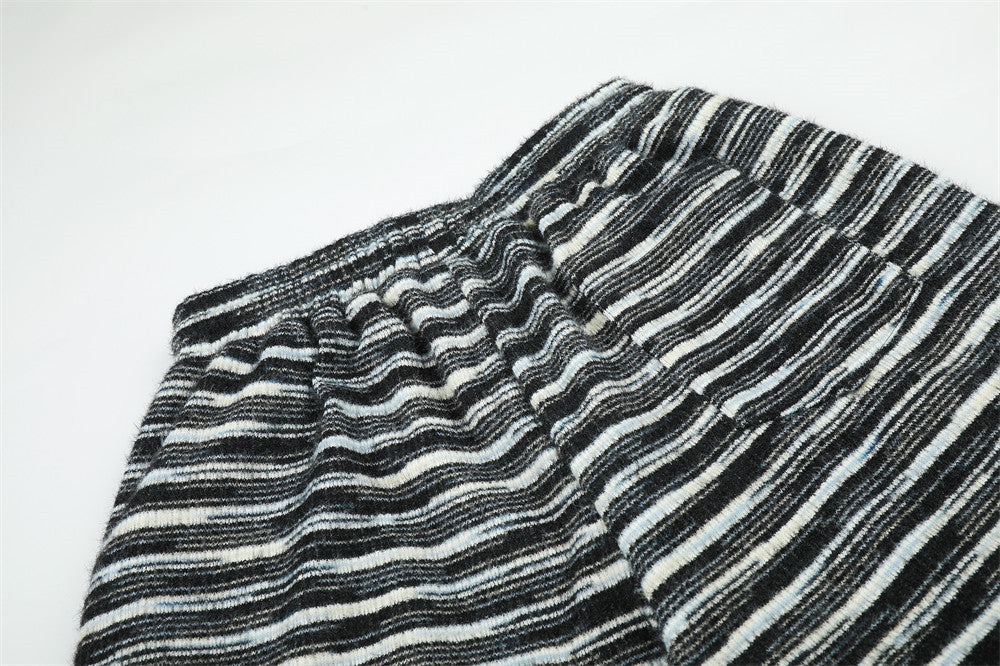 Wide-Leg Striped Cargo Pants – Relaxed Fit Multi-Pocket Streetwear Trousers