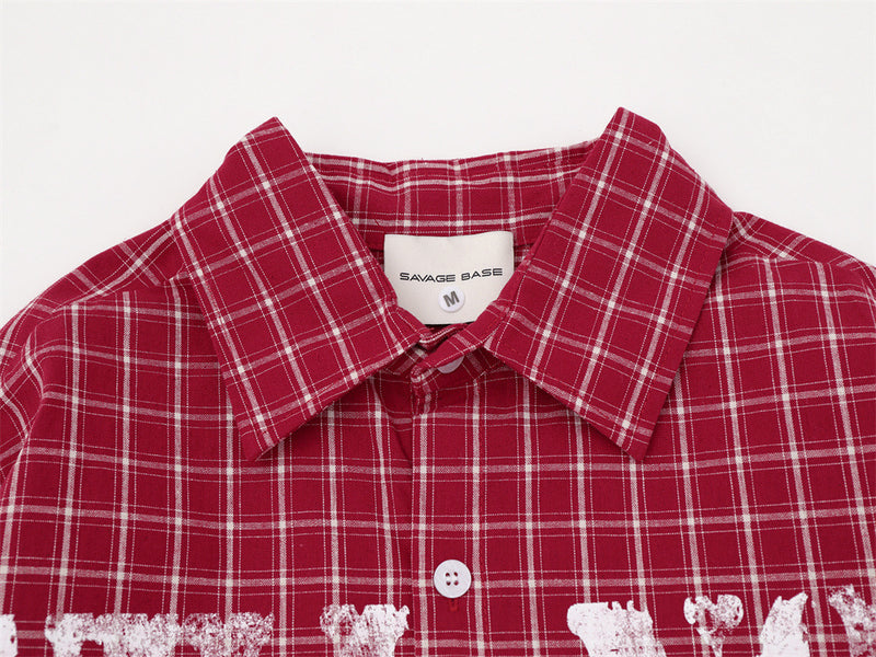 Camisa de cuadros de manga larga para hombre – Estampado gráfico desgastado, corte holgado