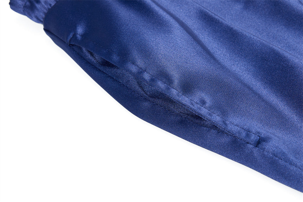 Wide Leg Satin Pants – Signature Print, Elastic Drawstring Waist