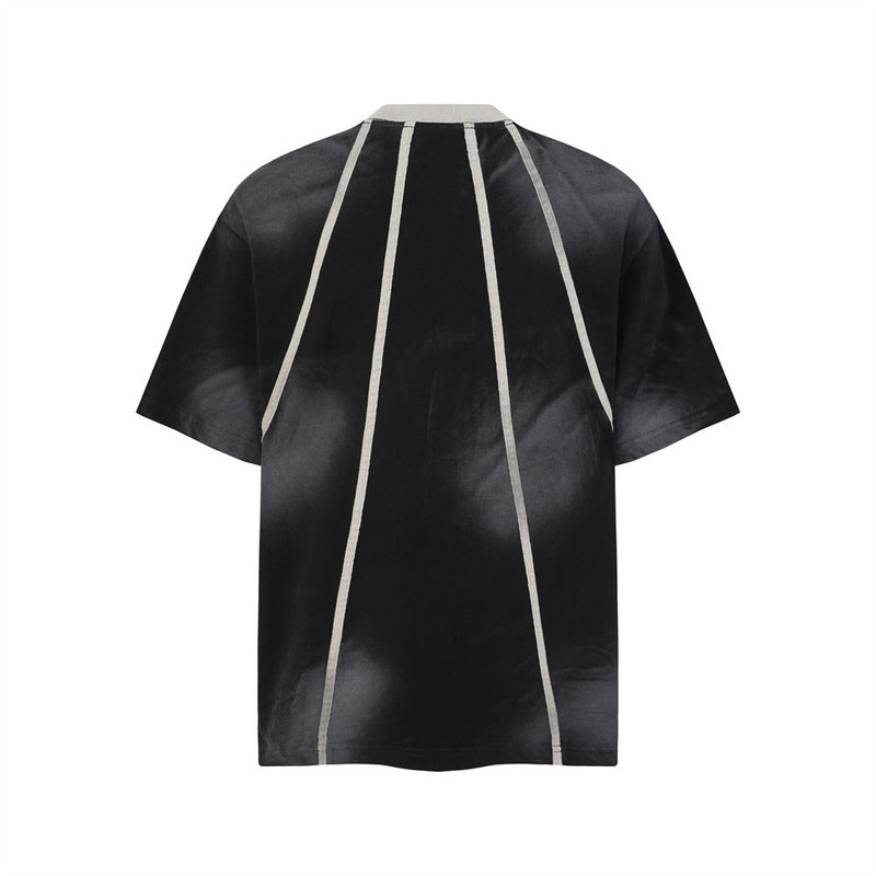 Post-Apocalyptic Tie-Dye Dirty Wash Punk Contrast Seam Cotton T-Shirt