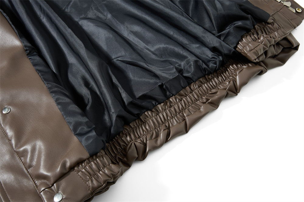 Veste homme oversize en similicuir PU, col montant, boutons-pression, coupe carrée