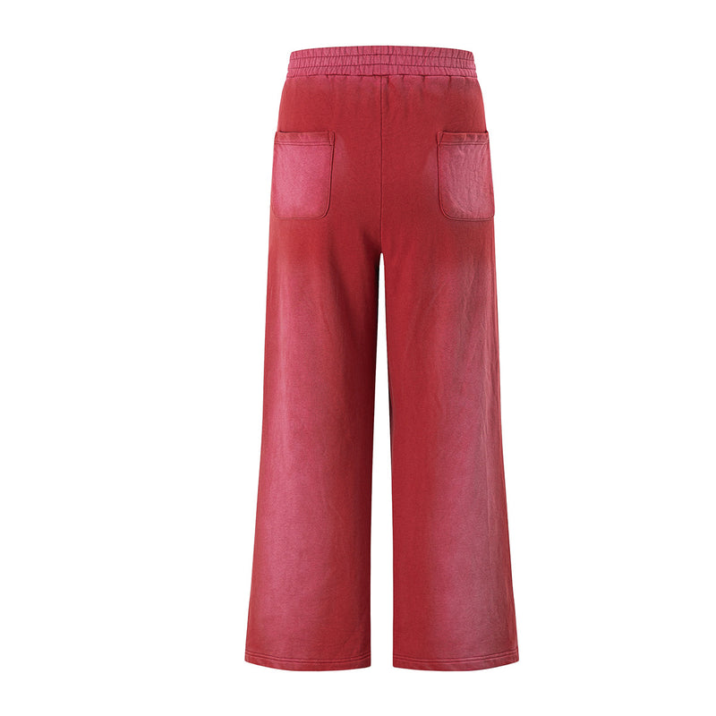 Pantalon de survêtement à jambes larges, imprimé graphique vintage effet acid-wash, coupe décontractée