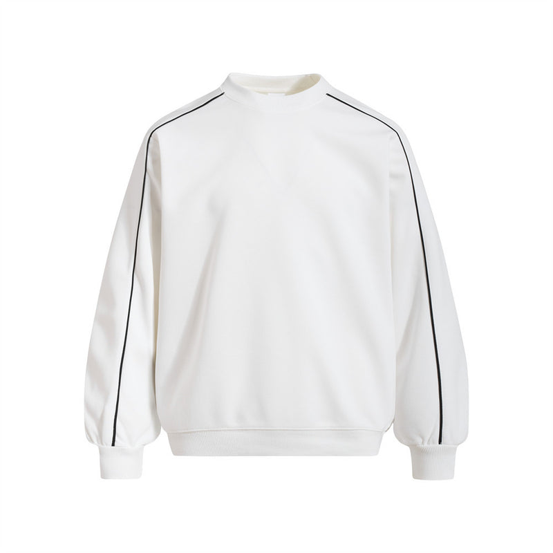 Oversized Crew Neck Sweatshirt with Contrast Sleeve Piping