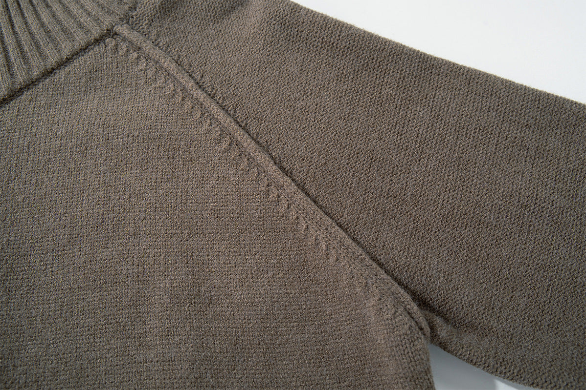 Veste pull en maille à col montant et zip intégral avec bas côtelé