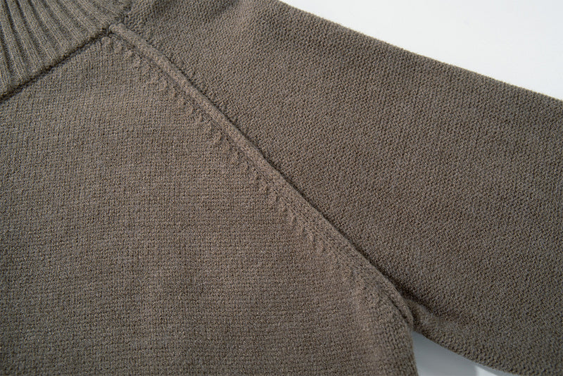 Veste pull en maille à col montant et zip intégral avec bas côtelé