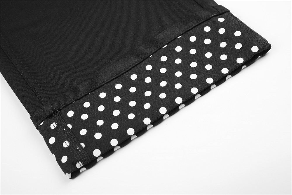 Pantalon à jambes larges avec poches contrastantes à pois et revers aux ourlets