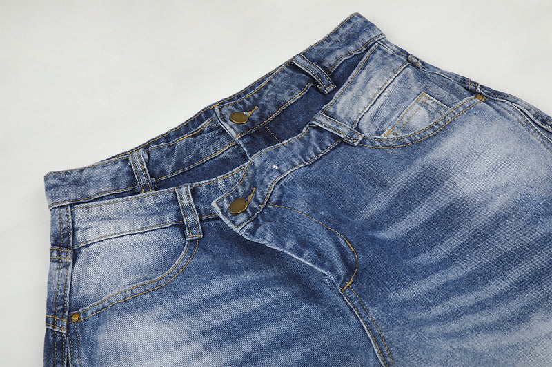 Light Blue Baggy Jeans – Double Waistband Wide-Leg Denim