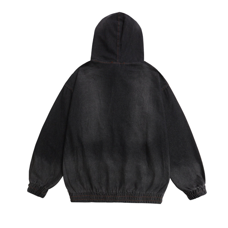 Denim Hoodie Vintage Washed Made Timeless Embroidery Oversized Fit