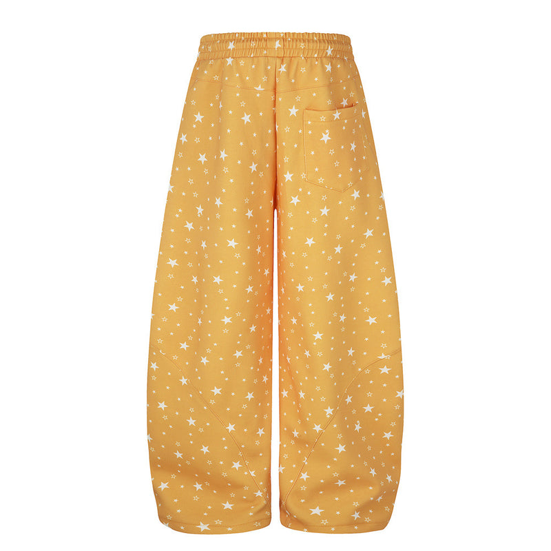 Star Print Wide-Leg Sweatpants – Oversized Streetwear Jogger Pants