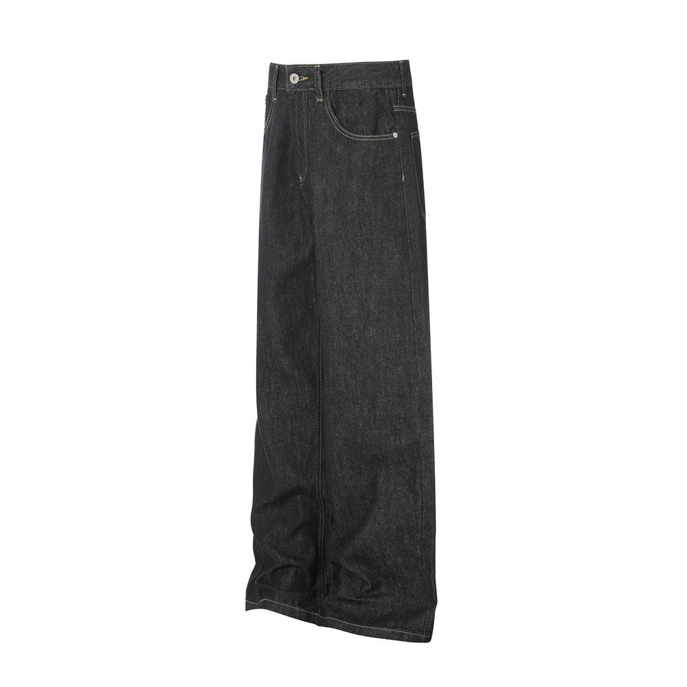 Baggy-Jeans mit weitem Bein für Herren – Kontrastnähte, gerade 5-Pocket-Denimhose