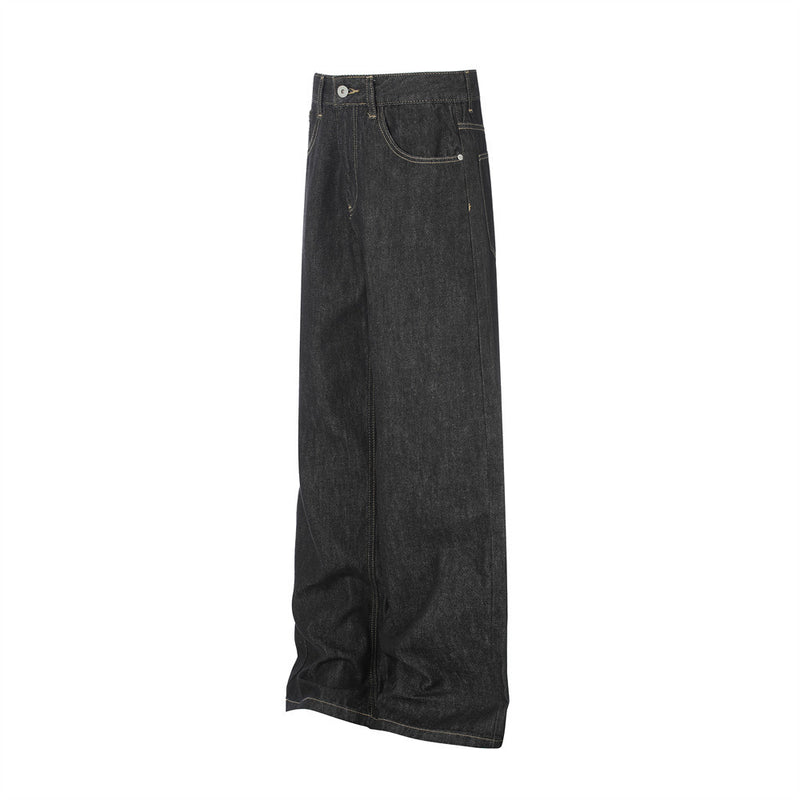 Baggy-Jeans mit weitem Bein für Herren – Kontrastnähte, gerade 5-Pocket-Denimhose