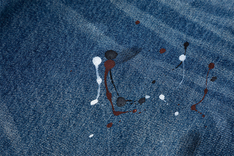 Wide-Leg Distressed Jeans with Paint Splatter & Ripped Knees – Vintage Punk