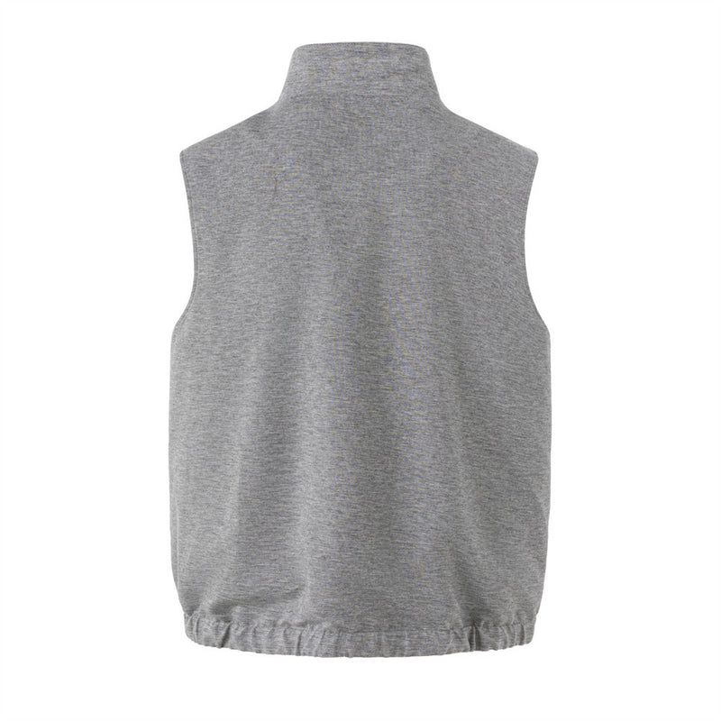 Reversible Stand Collar Vest – Men's Dual-Zip Sleeveless Gilet in Taupe &