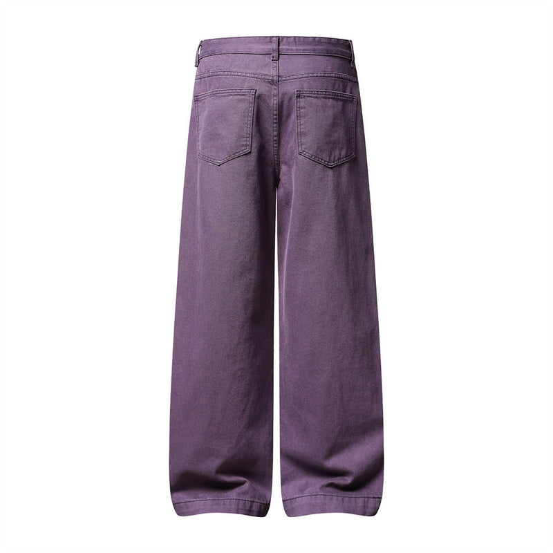 Wide-Leg Pleated Trousers – Men's High-Street Solid Color Straight-Cut Pants