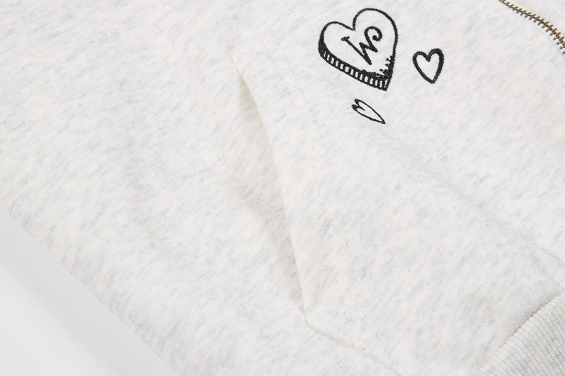 Sweat zippé bordé de fausse fourrure – Cardigan court à motif chiot brodé