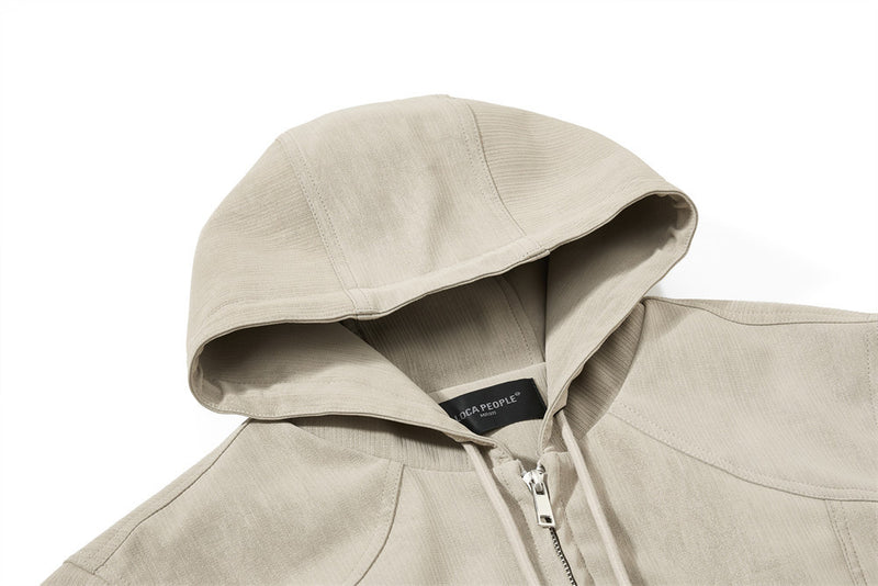 Blouson bomber à capuche – Coupe oversize zippée et tissu texturé